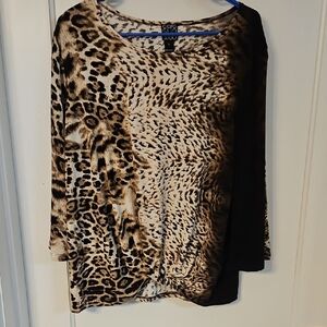 Clara Sun Woo Women's Leopard Print Top - Brown. Size L.
